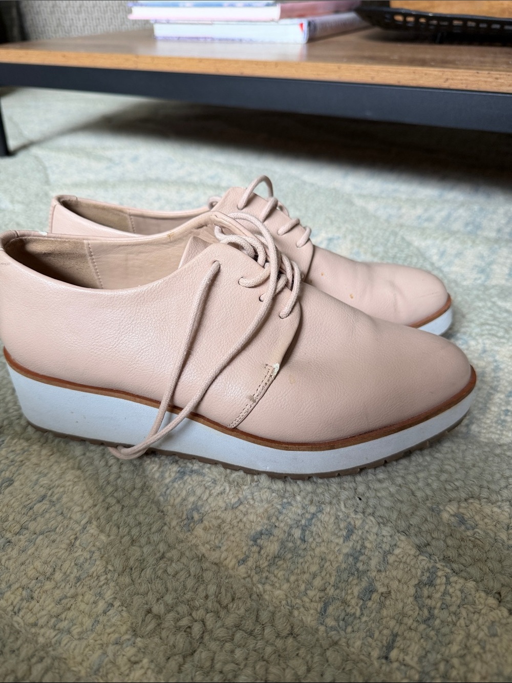 Aldo Women's Lace-Up Platform Oxfords in Blush Pink real leather